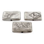 Three silver cigarette boxes Russia, early 20th century tot. weight 527 gr.