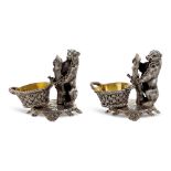 Pair of silver and vermeil salt cellars St. Petersburg 1889 weight 1290 gr.