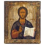 Icon depicting the Pantocrator Christ Russia, 19th - 20th century 31x26,5 cm.