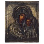 Icon depicting the Virgin of Kazan Russia, 19th - 20th century 27x22 cm.
