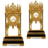 Pair of a la Cathèdrale table pendulum clocks