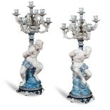 A pair of big porcelain candelabra