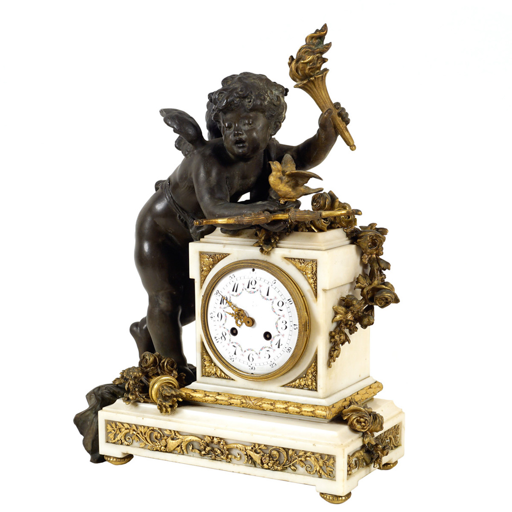 White marble burnished and bronze clock - Image 2 of 3