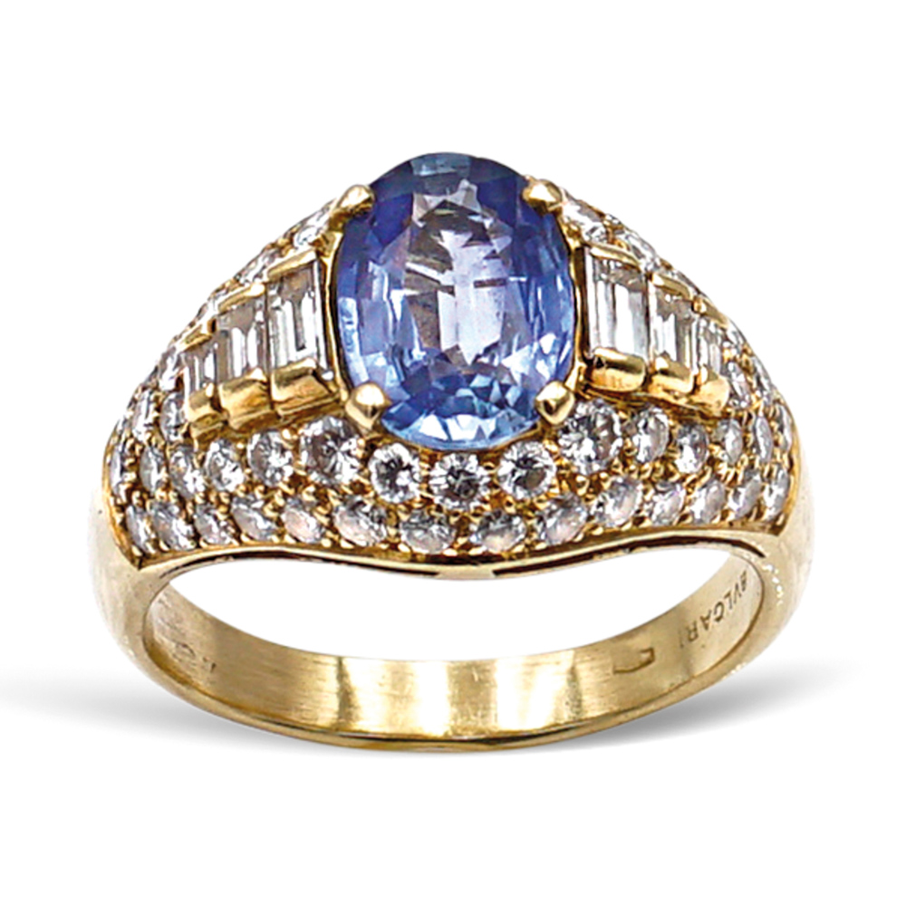 Bulgari,18kt gold ring with sapphire weight 8,1 gr.