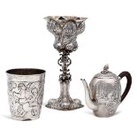 Group of silver objects (3) Germany, 19th century tot. weight 370 gr.