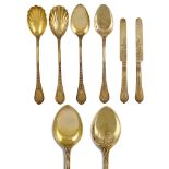 Group of vermeil cutlery (56) London, Queen Victoria, 1872 weight 3552 gr.