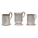 Three silver and vermeil mugs England, 19th century tot. weight 451 gr.