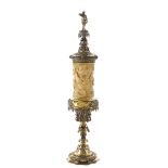 Large bone and vermeil cup Vienna, 1855 tot. weight 1978 gr.