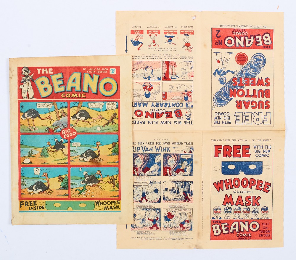 Beano Comic No 1 (1938). With Beano No 1 and No 2 Flyer 8 pg Mini Comic. First appearances of Big