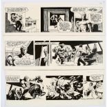 Garth: 3 original consecutive artworks (1973) drawn and signed by Frank Bellamy from the Daily