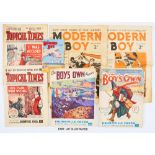 Modern Boy (1938 New Series) 3, 6, 9, 12, 16, 18-21, 26, 27 with free gift Modern Boy Pocket Stamp