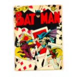Batman 11 (1942). Clear taped spine and 3 ins cover tear, cream pages [gd]. No Reserve