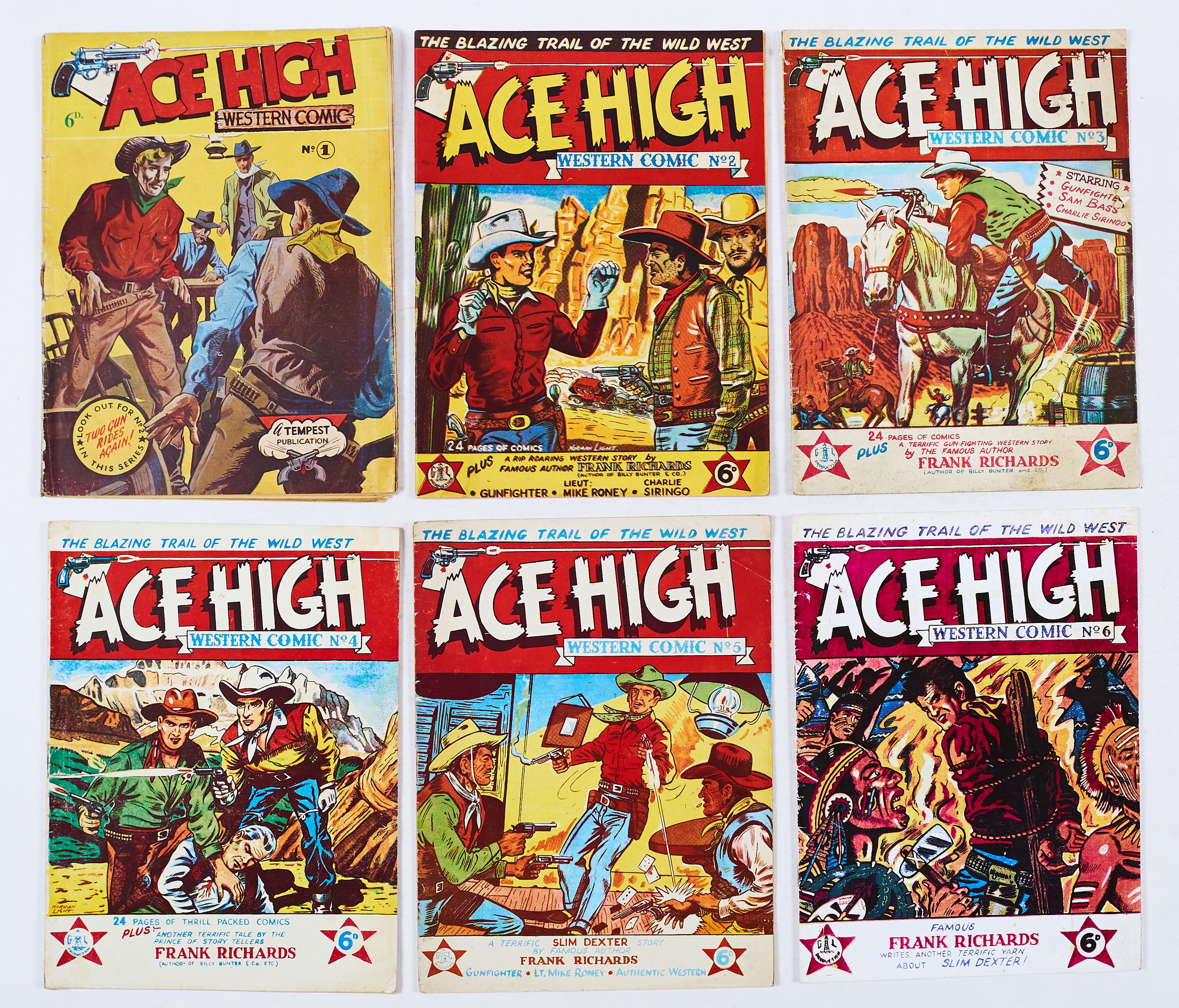 Ace High Western (1950s Gould-Light) 1-5. With No. 6 facsimile. With art by Norman Light, Ron