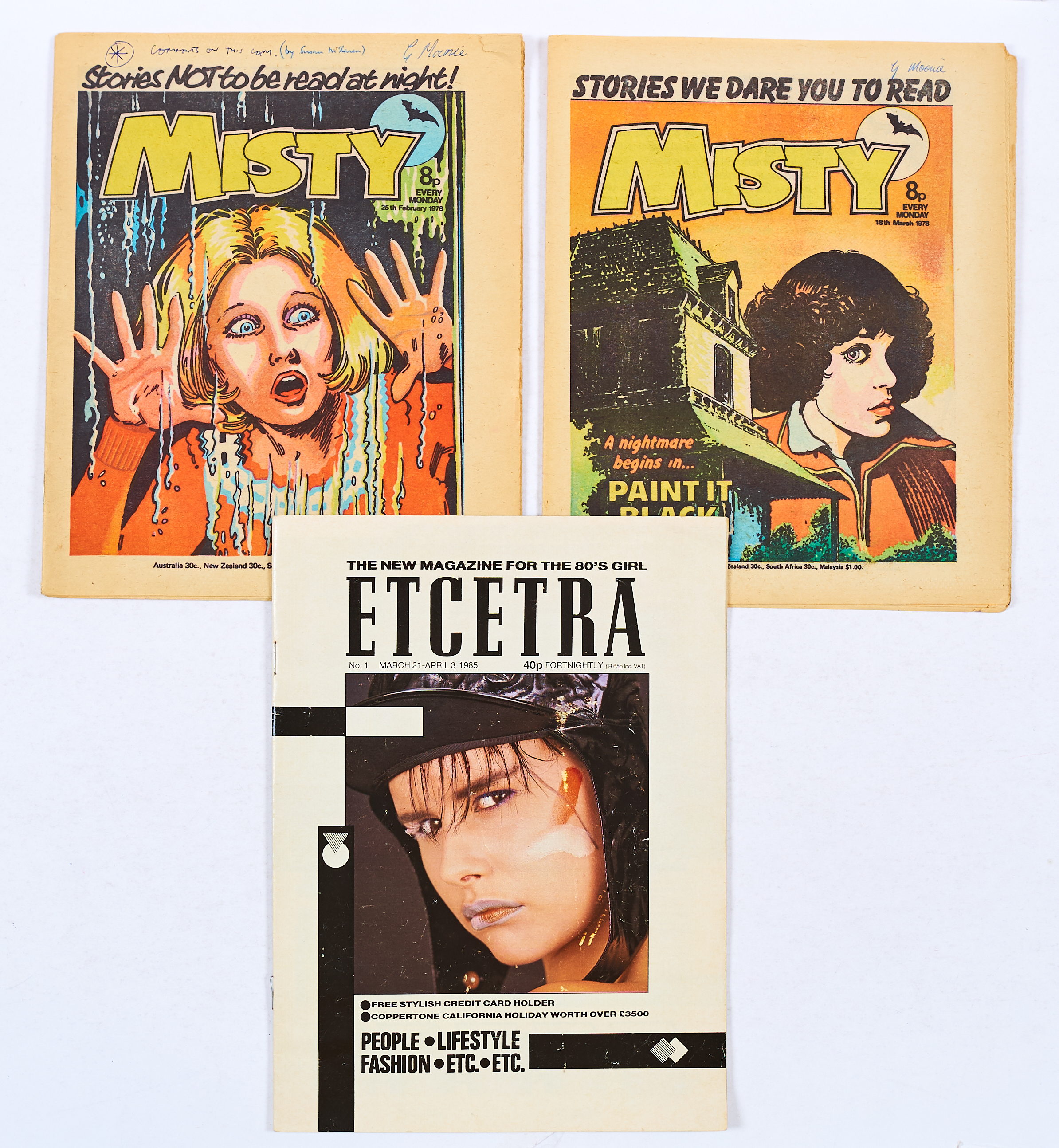 Misty (D.C. Thomson editor's copies) 25 Feb and 18 Mar 1978 with penned comments on story