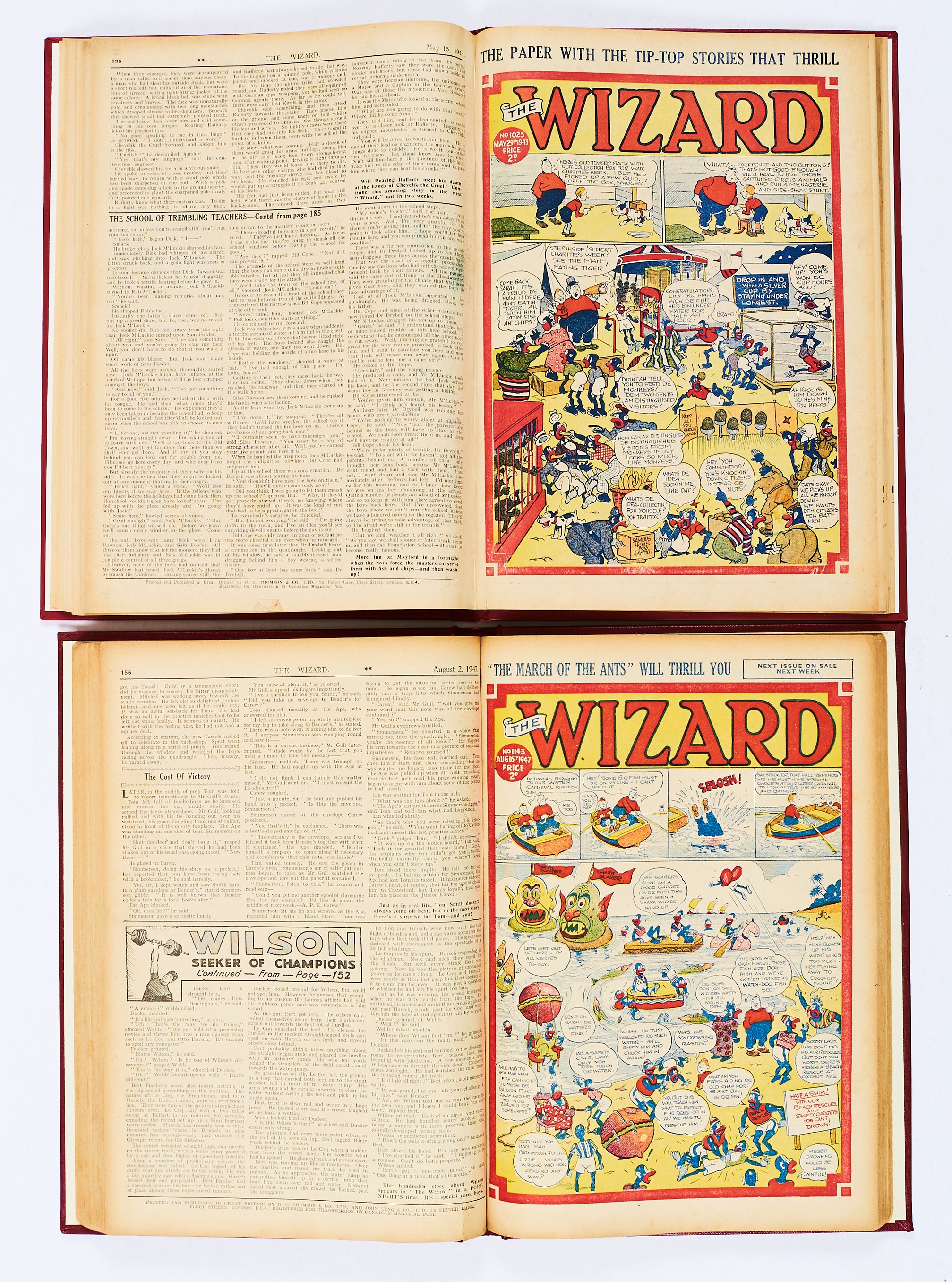 Wizard (Jan-Jun 1943) 1015-1027. Half-year of propaganda war issues. With Wizard (Mar-Oct 1947)