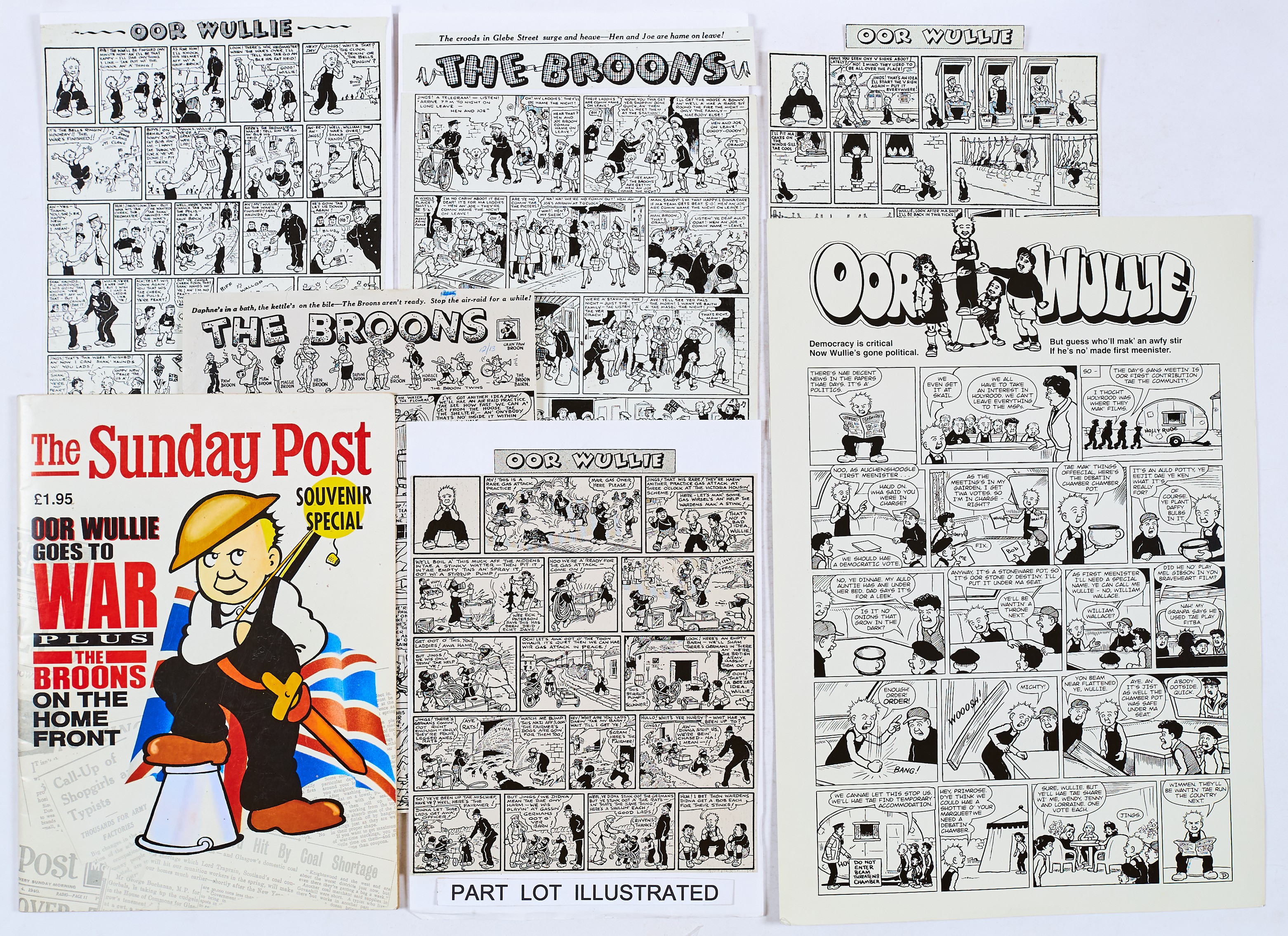 Oor Wullie and The Broons by Dudley Watkins 21 original paste-up pages for and complete with The