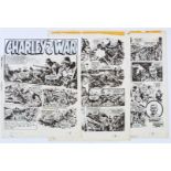 Charley's War three original artworks by Joe Colquhoun from Battle 614 (1984) pgs 29-31. The