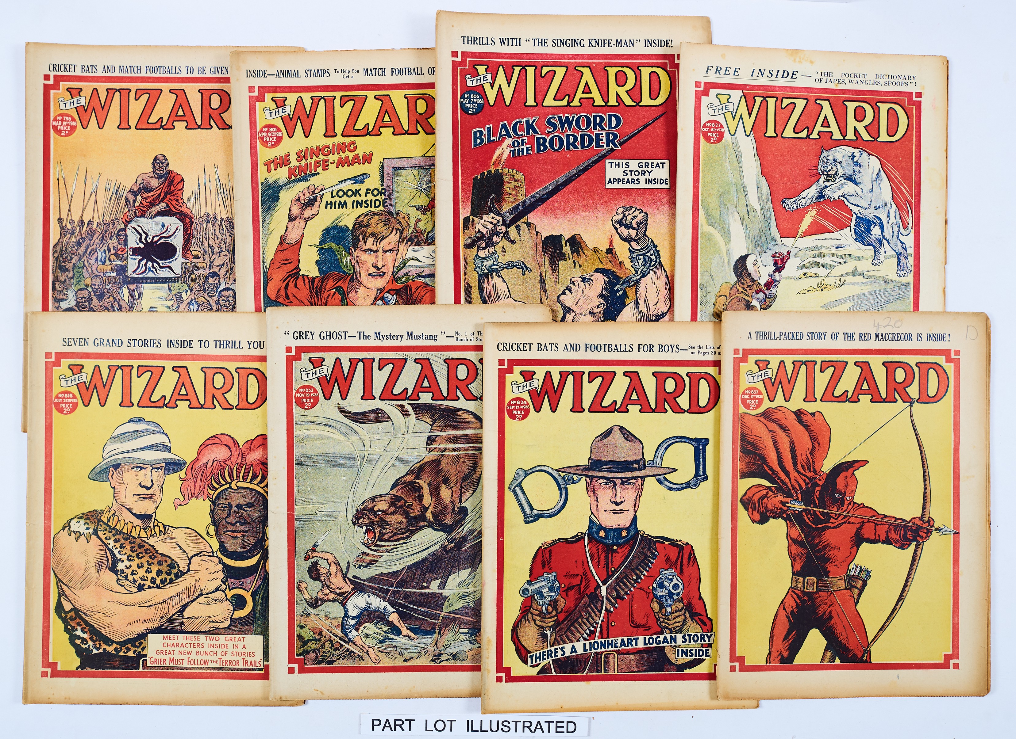 Wizard (1938) 787-839. Complete year with Spadger Isle, Nero and Zero, Softie Simkins and Happy