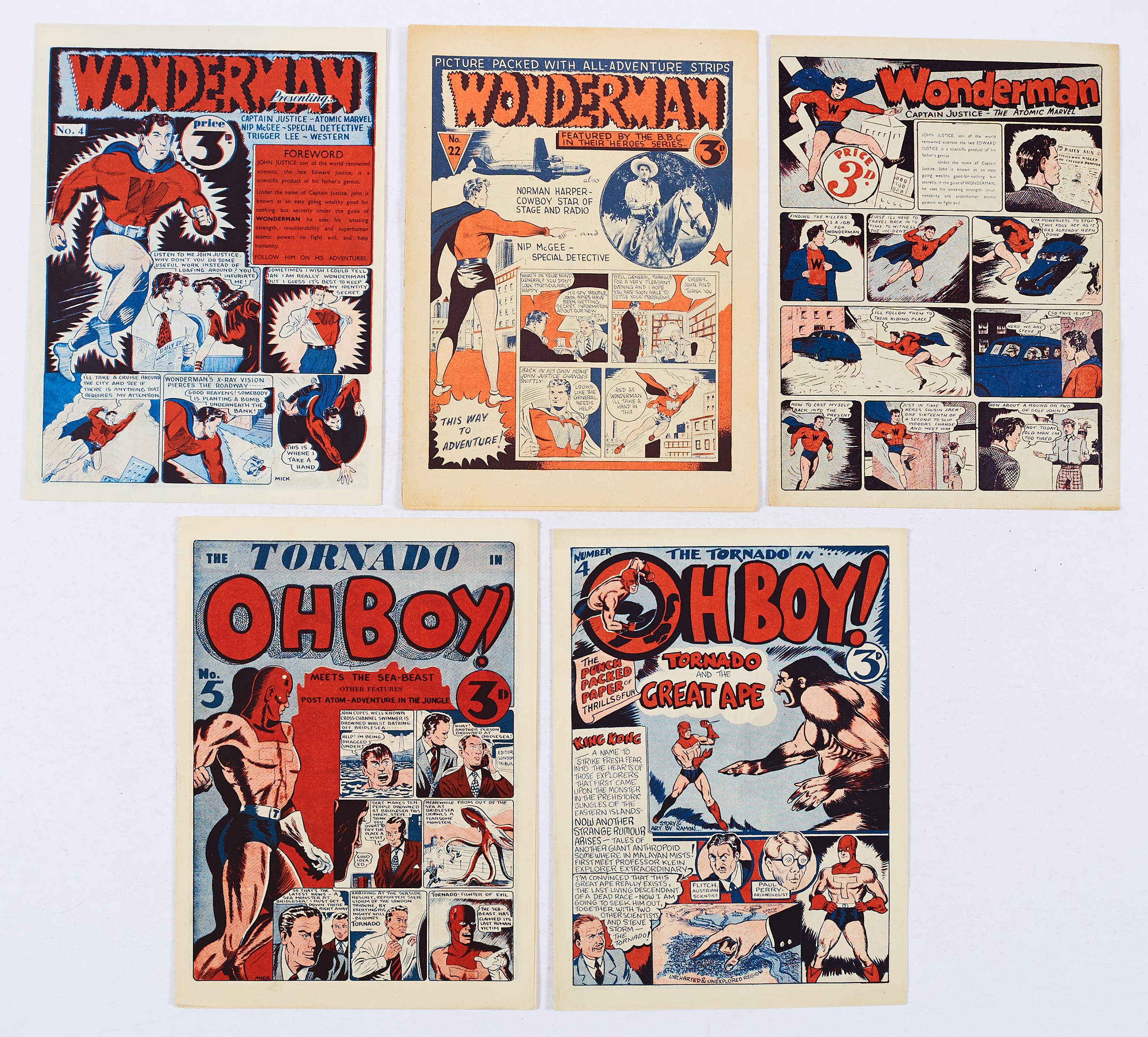 Wonderman (1948 Paget) 1, 4, 22. With Oh Boy! 4, 5 (No 4 cover art and story by Bob Monkhouse) [