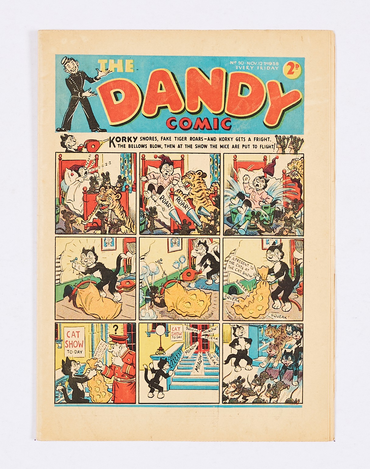 Dandy No 50 (1938). Pg 25 Tom Thumb 'Read The Beano' ad by Dudley Watkins with ad for first Dandy