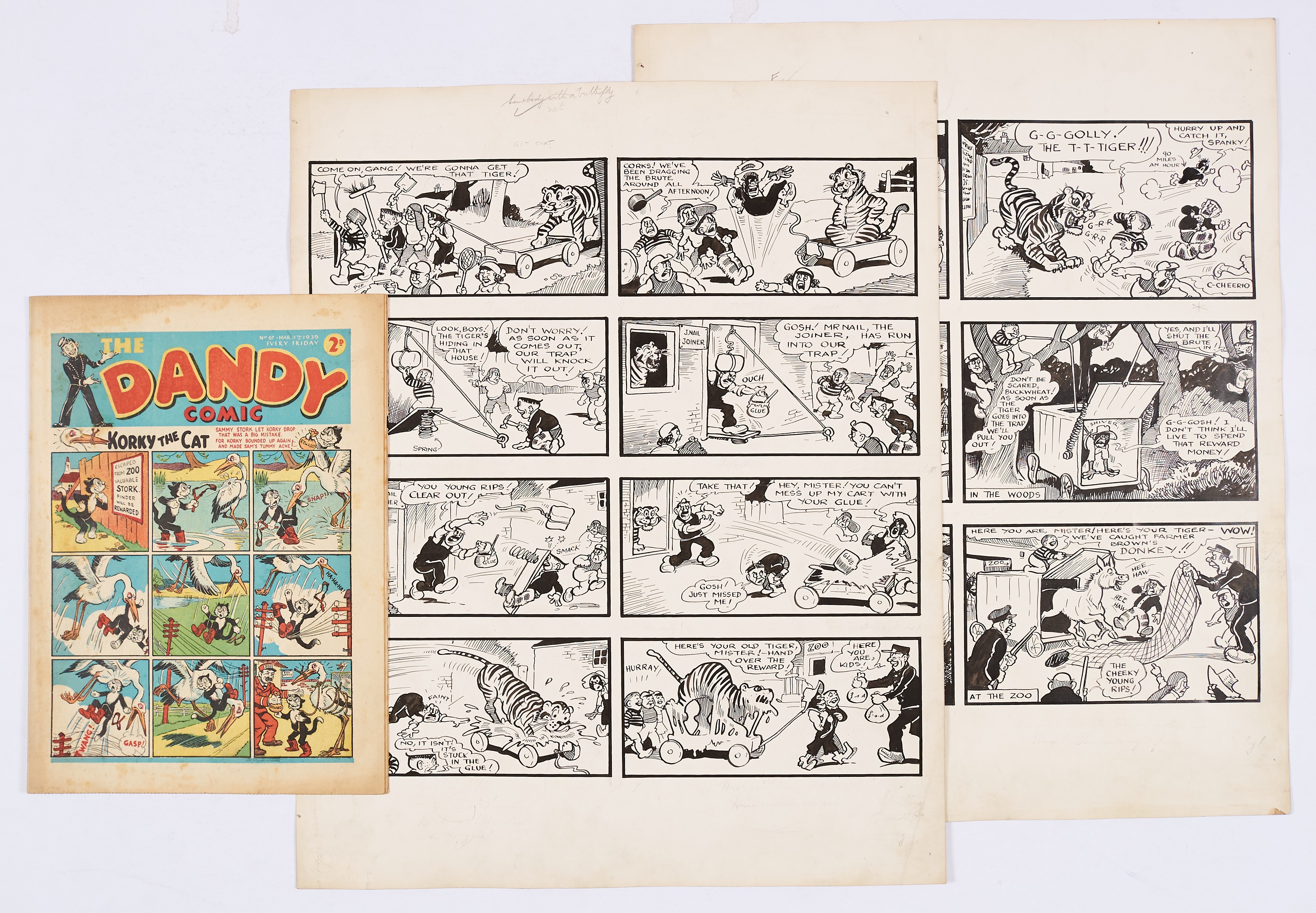 Our Gang original double-page artwork (1939) by Dudley Watkins from The Dandy No 67, March 11