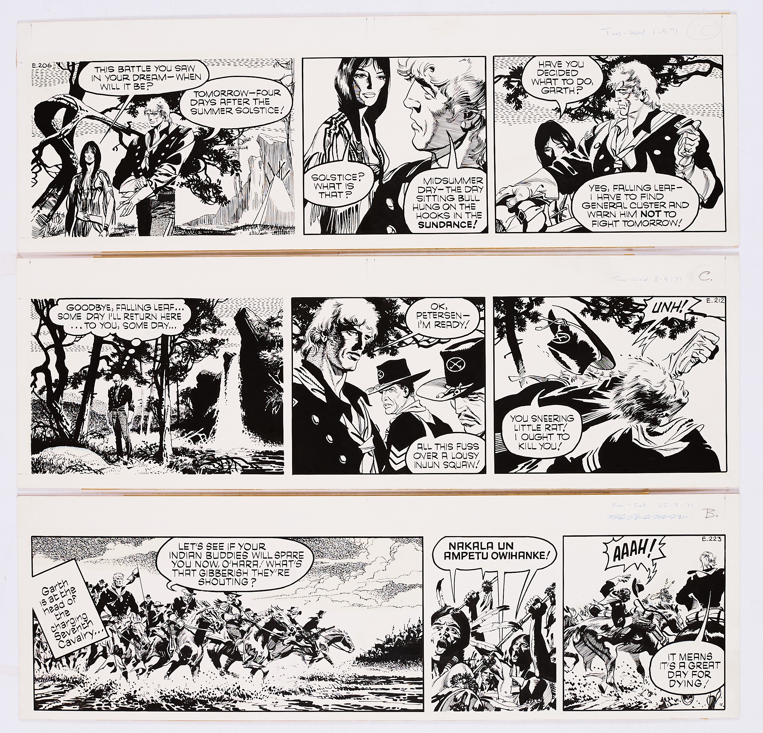 Garth: 3 original artworks (1971) by Frank Bellamy from the Daily Mirror 1st/8th/25th September