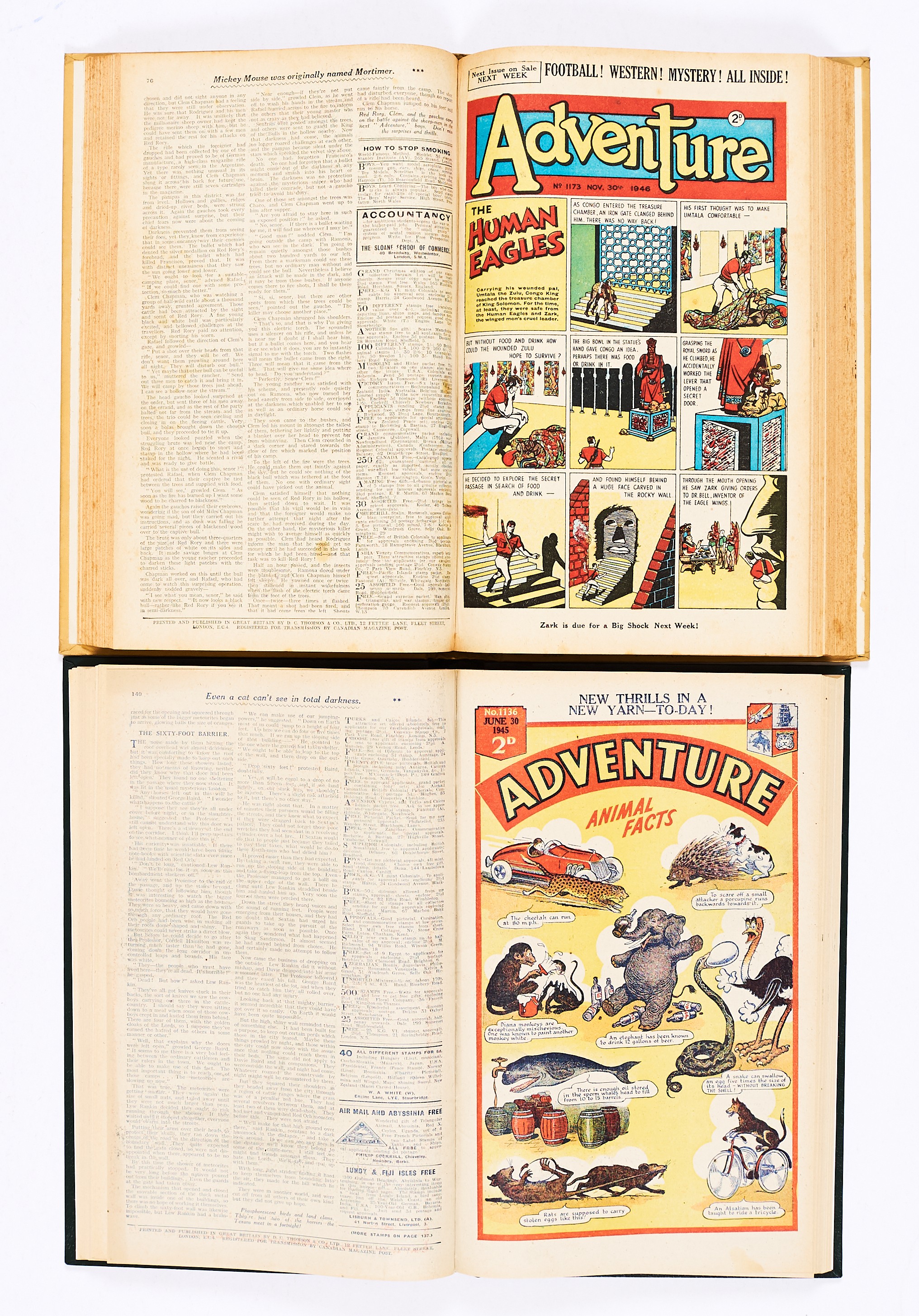 Adventure (1945) 1124-1149 complete year with Adventure (May 1946- June 1947) 1159-1197 in two bound