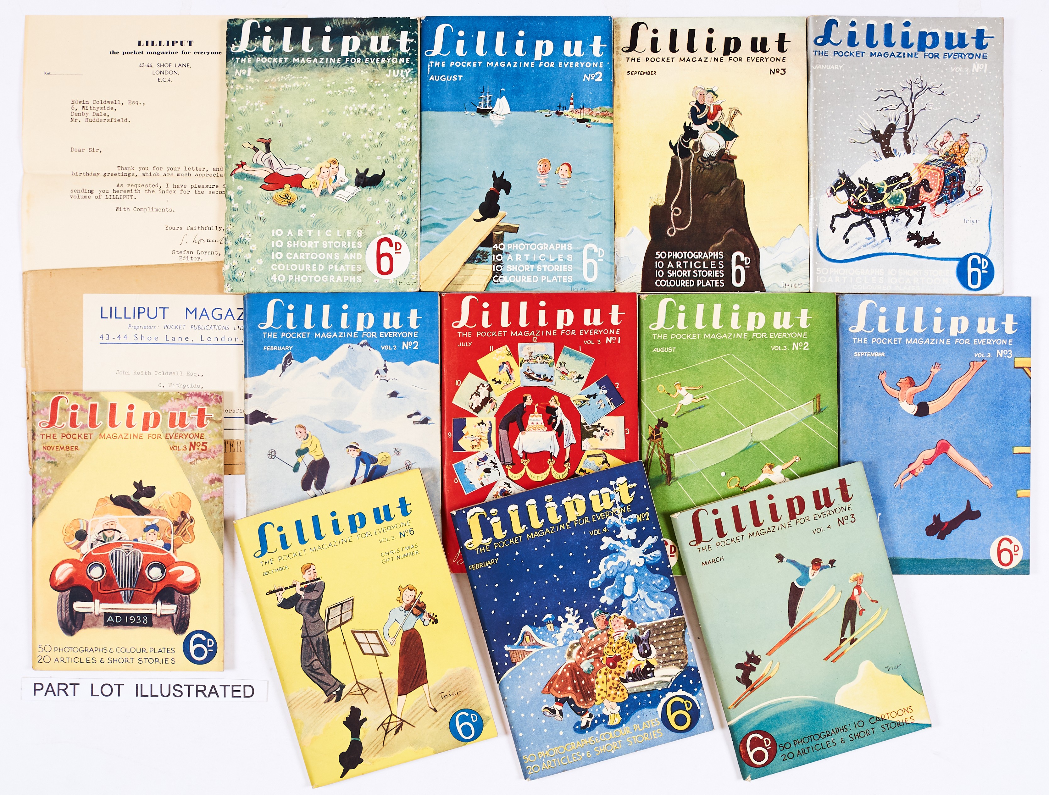 Lilliput Magazine (1937-39) 1-24 with original 1938 headed letter to a subscriber signed by editor
