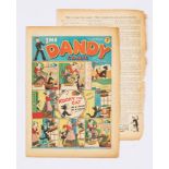 Dandy No 7 (1938). Bright covers with brittle page edges and some margin loss (more so to two