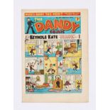 Dandy No 295 (1945). First and only Keyhole Kate cover with Korky relegated to the back page. Bright