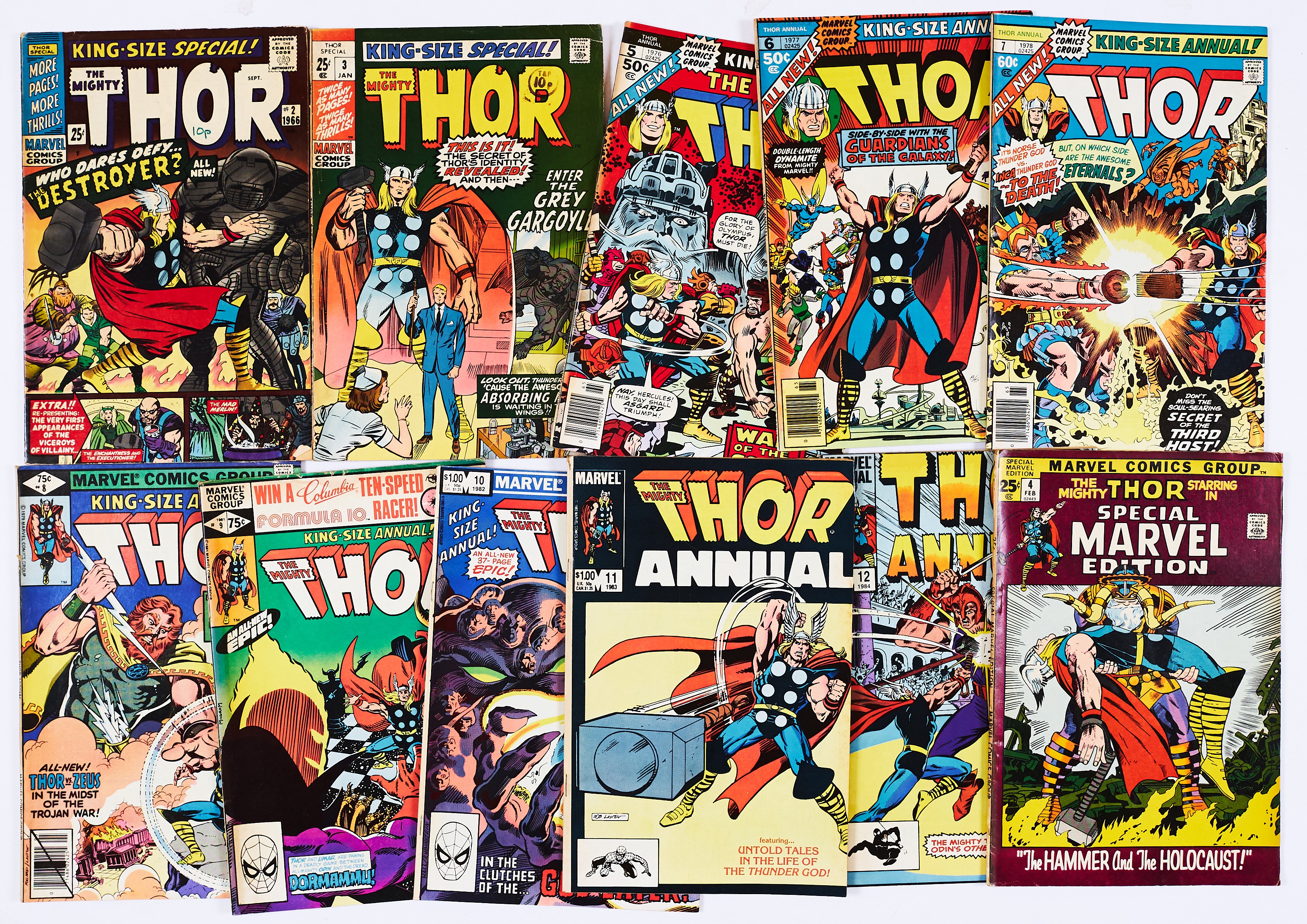 Thor King-Size Annuals (1966-84) 2, 3, 5-12. With Special Marvel Edition 4. (Majority cents
