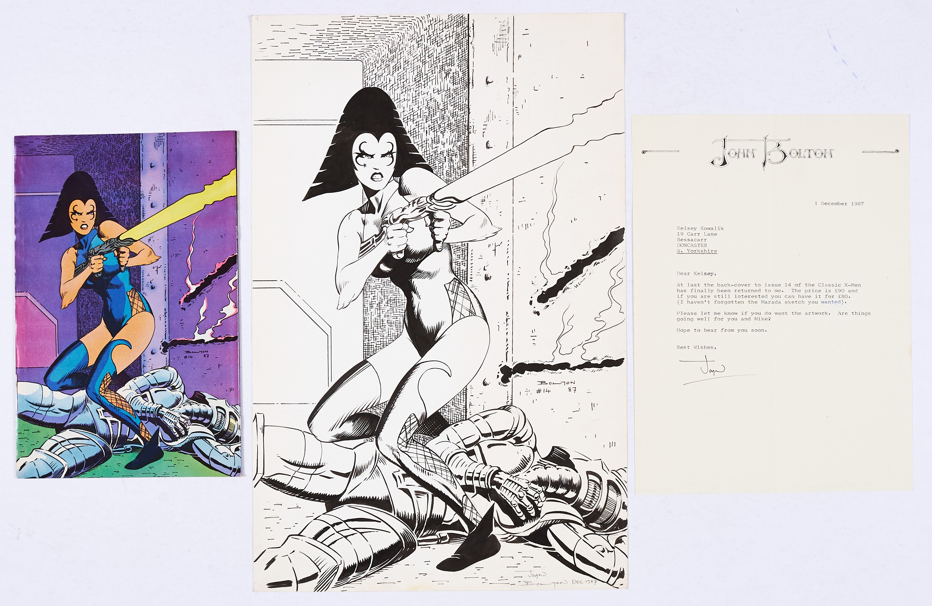 Classic X-Men 14 (1987) Original back cover artwork of Princess Lilandra drawn and signed by John
