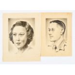 Frank Bellamy (1940s). Two original charcoal pencil sketches, both signed in capitals 'Frank A.