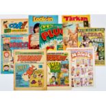 1970s First issues: Cor!!, Krazy, Look-in, Plug, Tarkan, Tarzan wfg, Thunder, Tornado and Magic