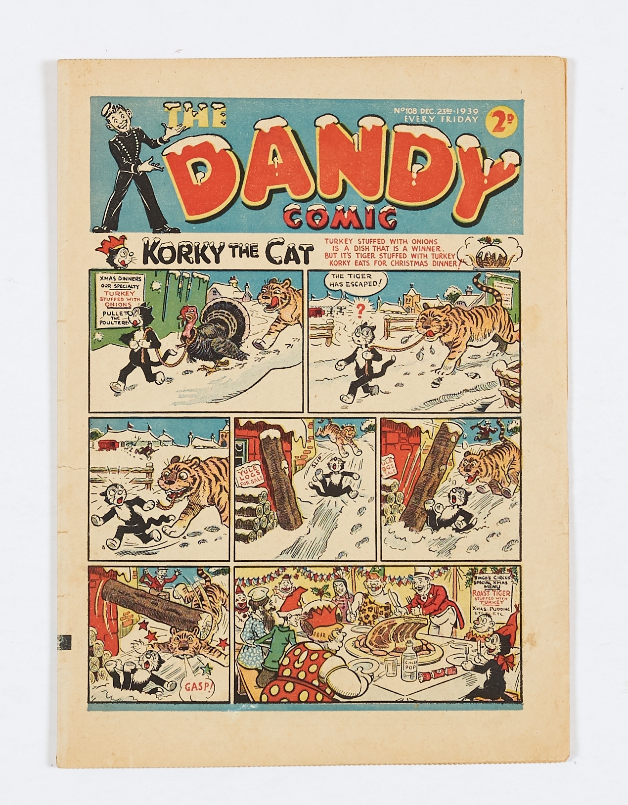 Dandy 108 (1939). Propaganda Christmas issue with Adie and Hermy looking for turkey… (you guessed