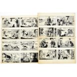 Black Bob: 4 original 4-panel artworks (1950s) by Jack Prout for The Dandy/Black Bob Books. Indian