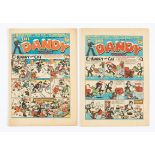 Dandy 334 (1946) Bumper Xmas Number [fn]. With Dandy 335 91947) New Year [vg+] (2)