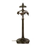Tiffany Studios, New York, NY Bronze Large Stick Lamp Base and Heater Cap. Early 20th century.