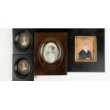 Four Miniatures of Women. 19th century. Max 4". Online bidding available: https://live.