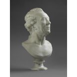 Jean Antoine Houdon Bust of Georges-Louis Leclerc, Comte de Buffon. Carved marble. Chips to base.