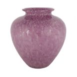 Steuben Amethyst Cluthra Vase. Unsigned. Excellent. Ht. 10 1/2" Dia. 10". The Frank & Amy Blake