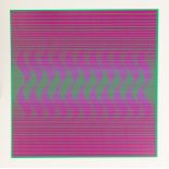 Julian Stanczak, (American/Polish, 1928-2017) Purple/Green. Serigraph. Pencil signed 'Julian