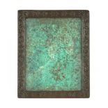 Tiffany Studios, New York, Zodiac Patterned Picture Frame. Greenish brown patina. Impressed