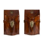 Pair of Inlaid Mahogany Knife Boxes. circa 1790-1800. Highly figured with inlay. Old refinish. Ht.