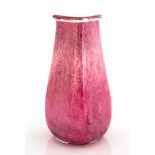 Steuben Pink Cluthra Triangular Form Vase. Excellent. Ht. 11". Online bidding available: https://