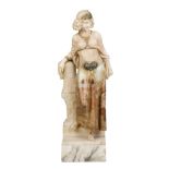 Alabaster & Onyx Sculpture of Cleopatra. On marble base. Italy, 19th century. Some surface