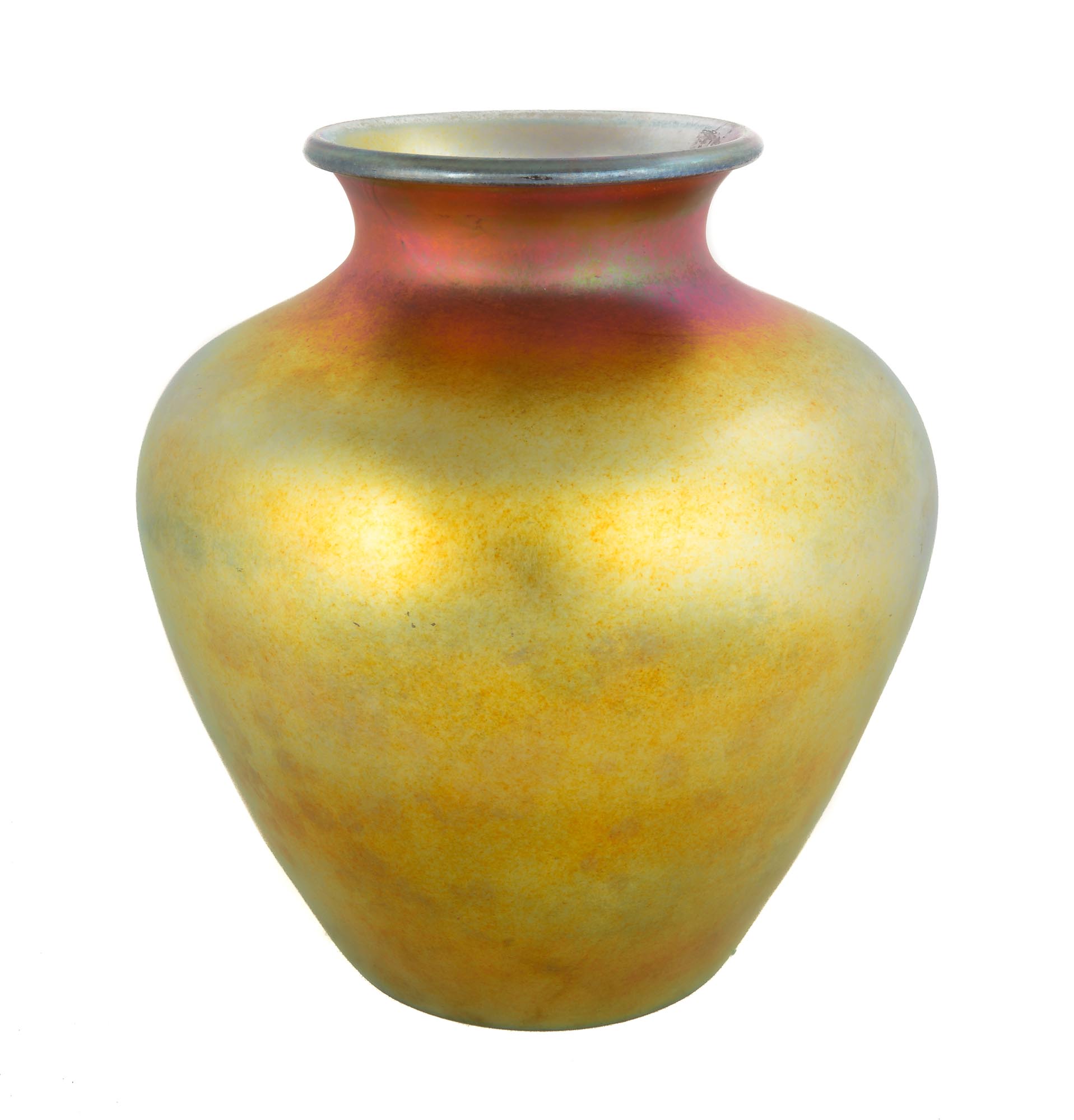 Steuben Gold Aurene Vase. Inscribed Steuben Aurene and numbered. Excellent. Ht. 11" Dia. 9 1/2". The