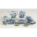 Group of Chinese Export Canton Teapots, Tureens, Butter Dish and various pieces. 19th century.