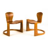 Pair of Wendell Castle (American, 1932-2018) Stacked & Laminated Quarter Sawn Oak Chairs. White