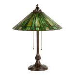 Handel Arts & Crafts Leaded Glass Lamp. Early 20th century. Overall Ht. 24" Shade Dia. 18" .